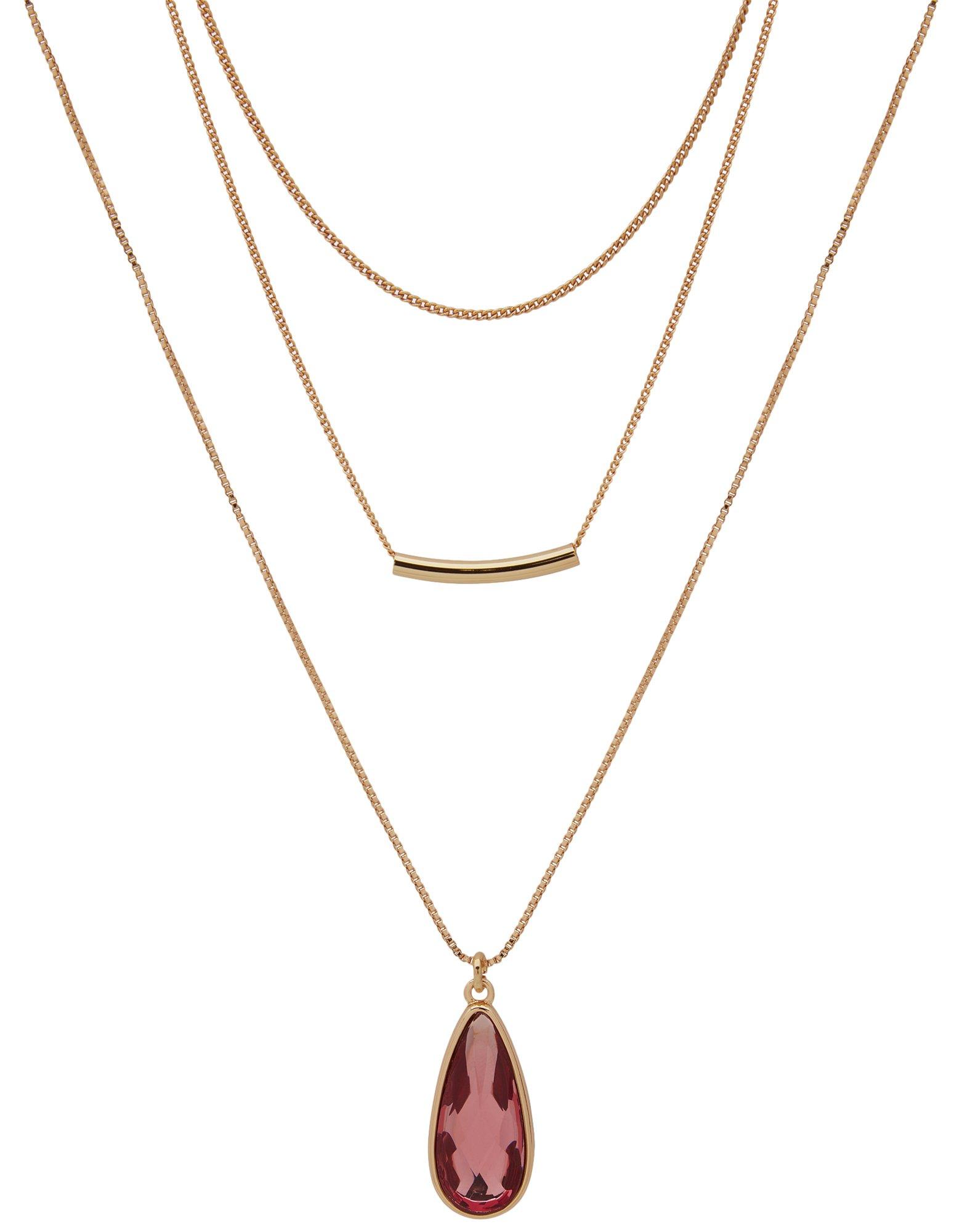 3-Row 16 In. Cabochon Teardrop Chain Necklace