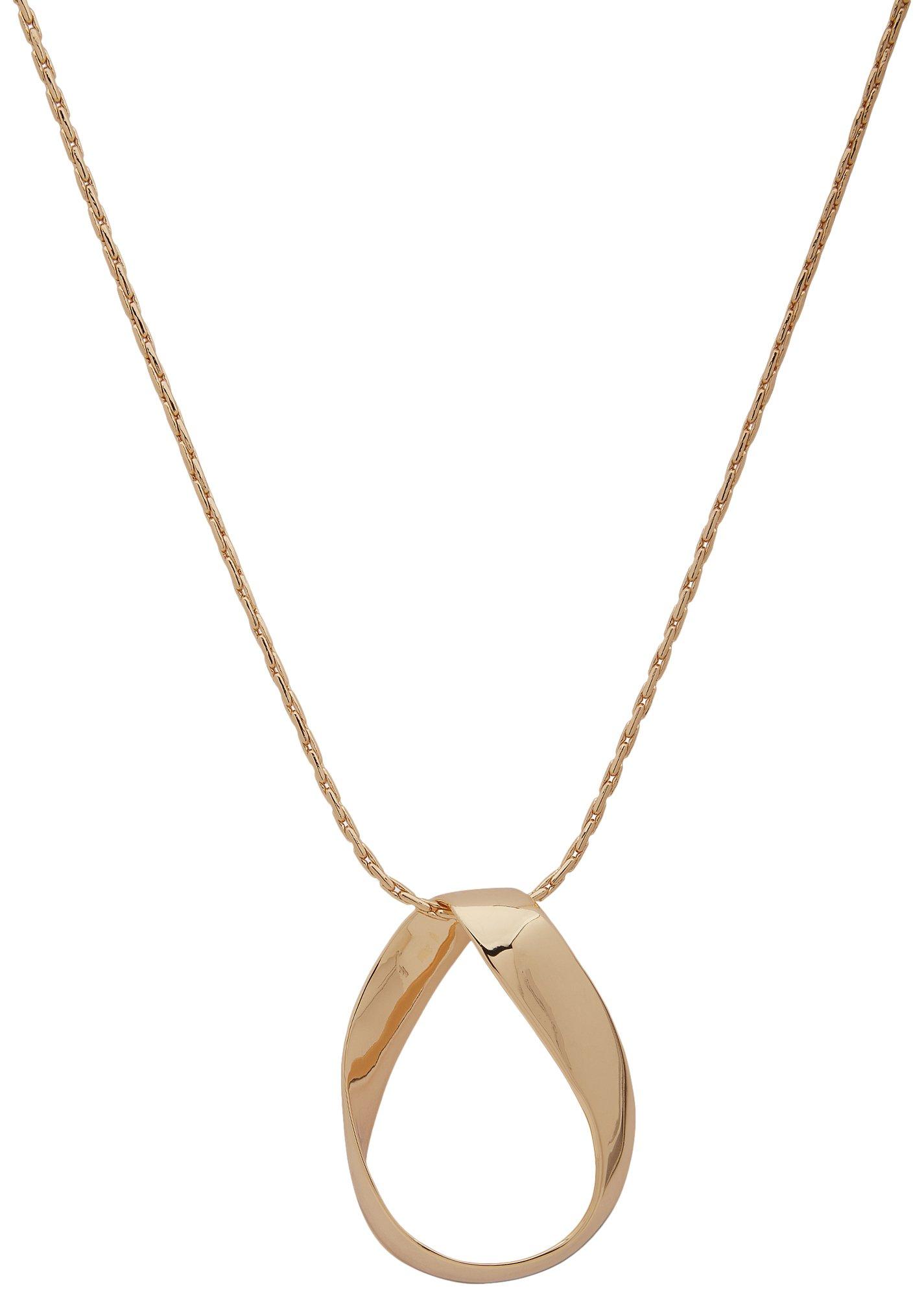 34 In. Twisted Teardrop Gold Tone Chain Necklace