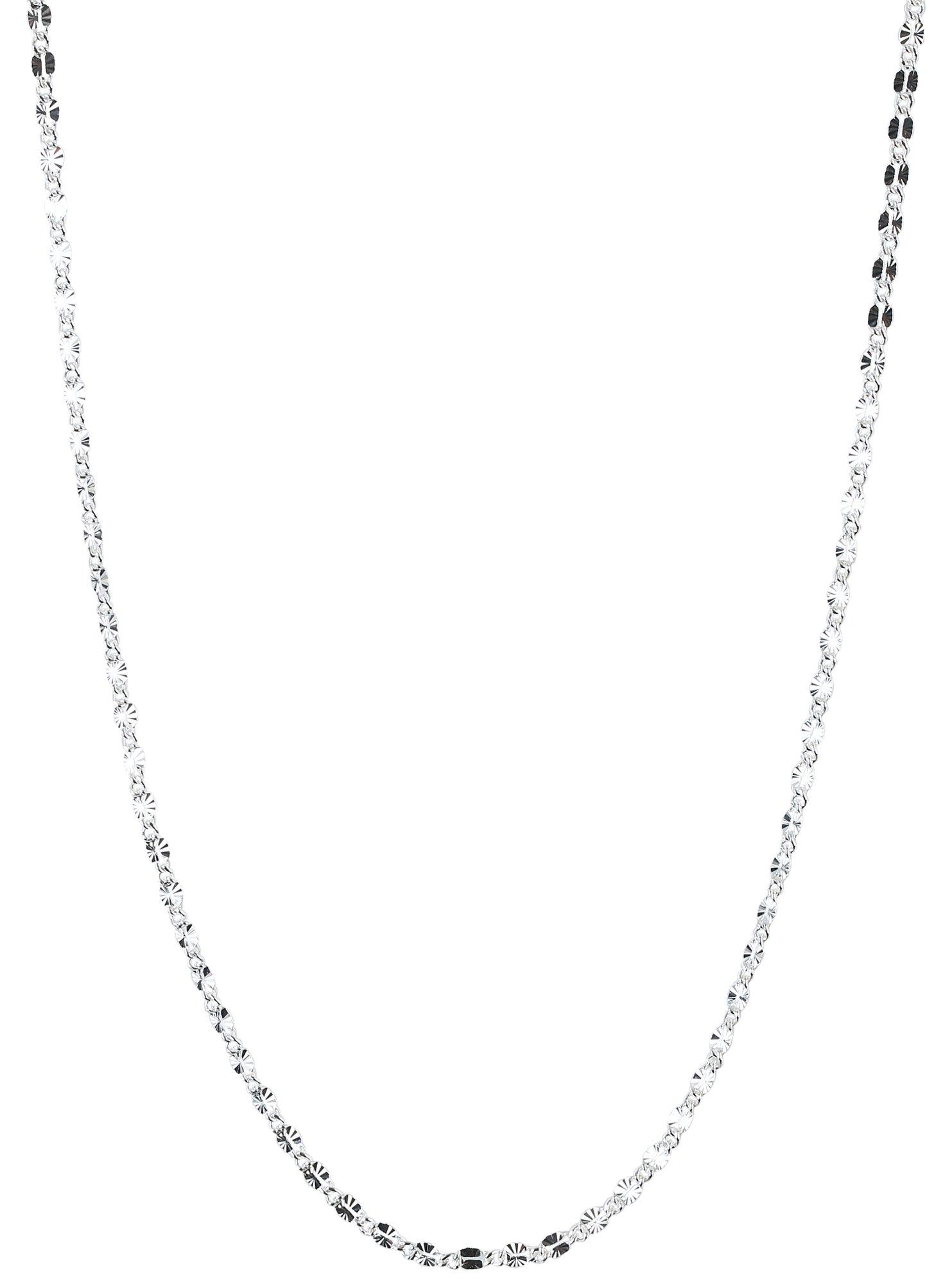 20 In. Faceted Oval Flat Link Chain Necklace