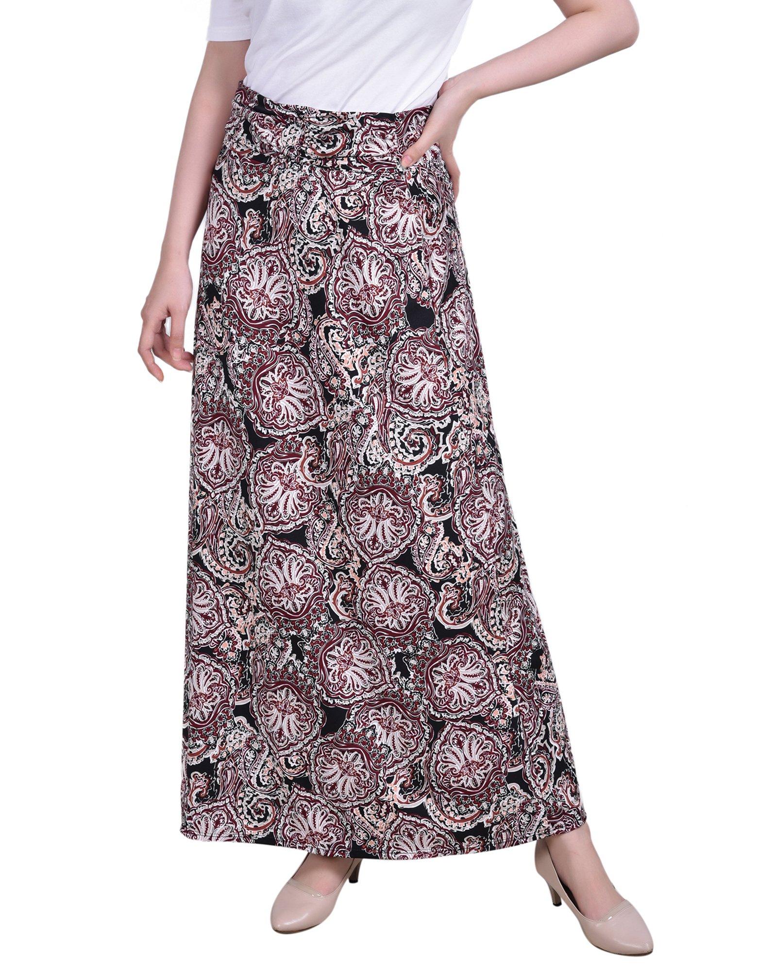 Petite A-Line Printed Maxi Skirt