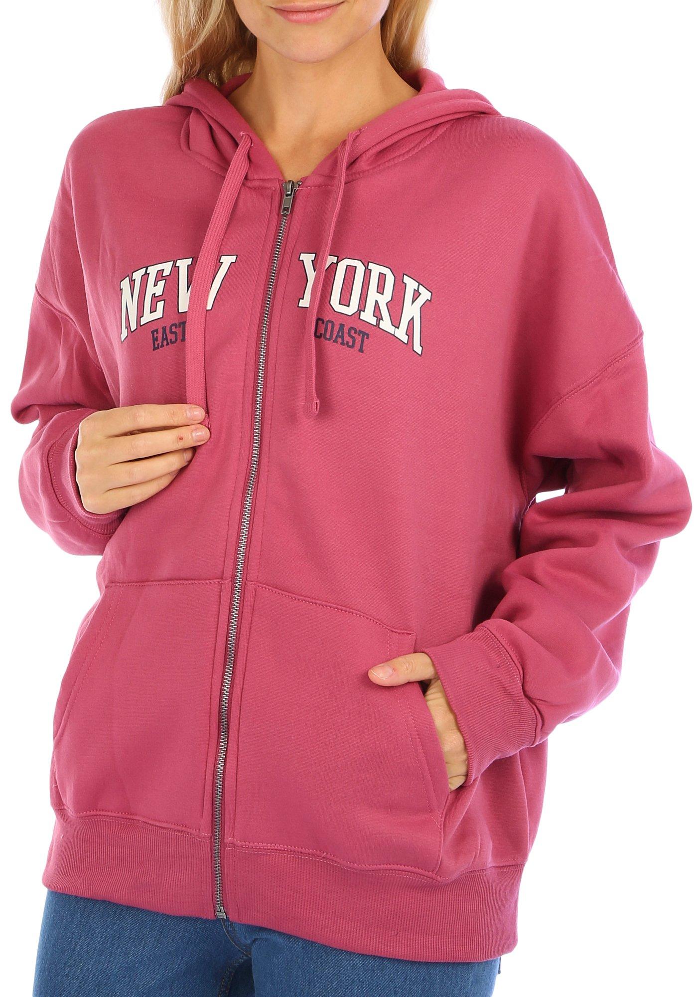 Juniors New York Zip Front Hooded Jacket