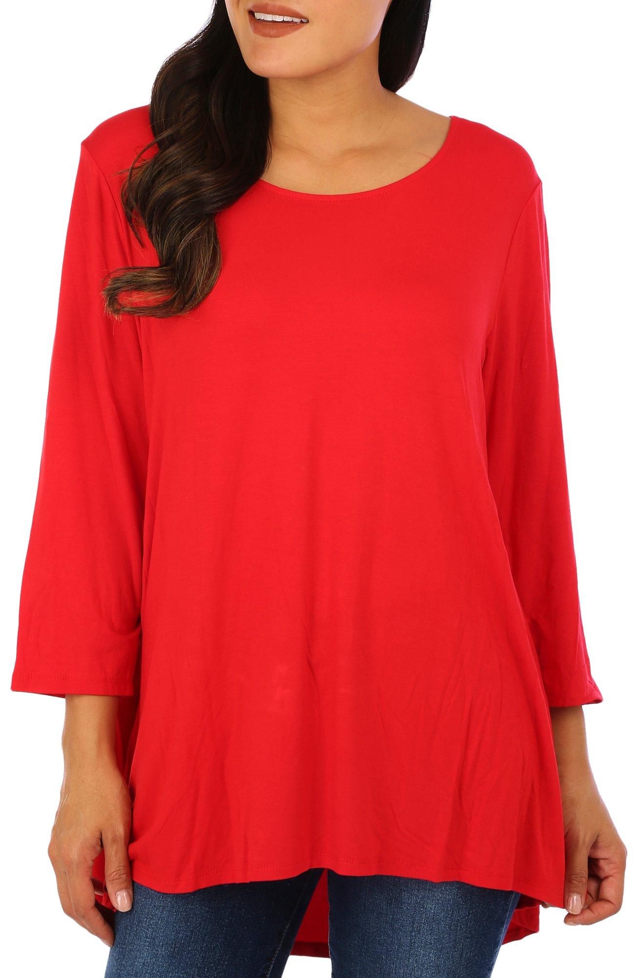Womens Crew Solid 3/4 Sleeve Top