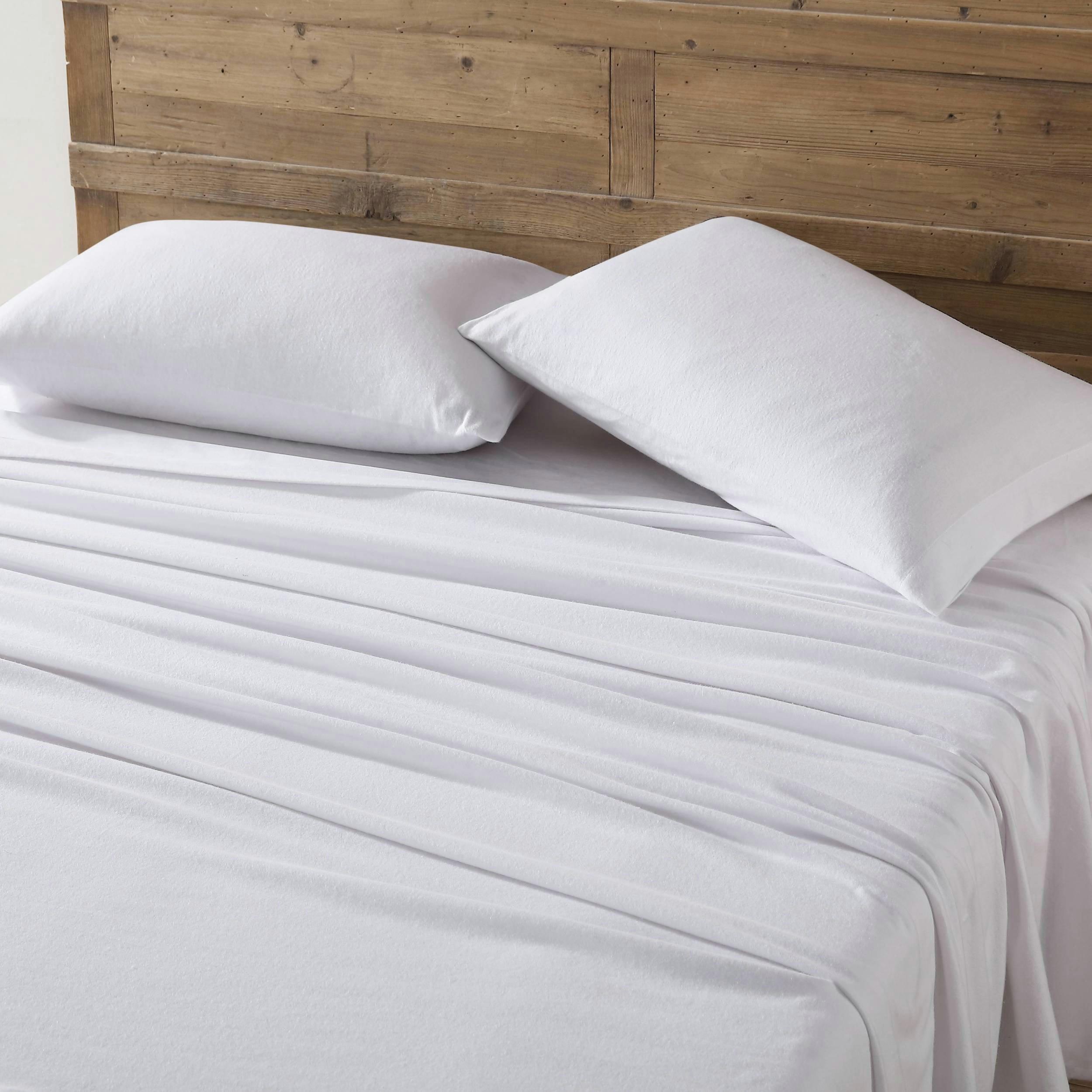 Solid White Cotton Flannel Sheet Set