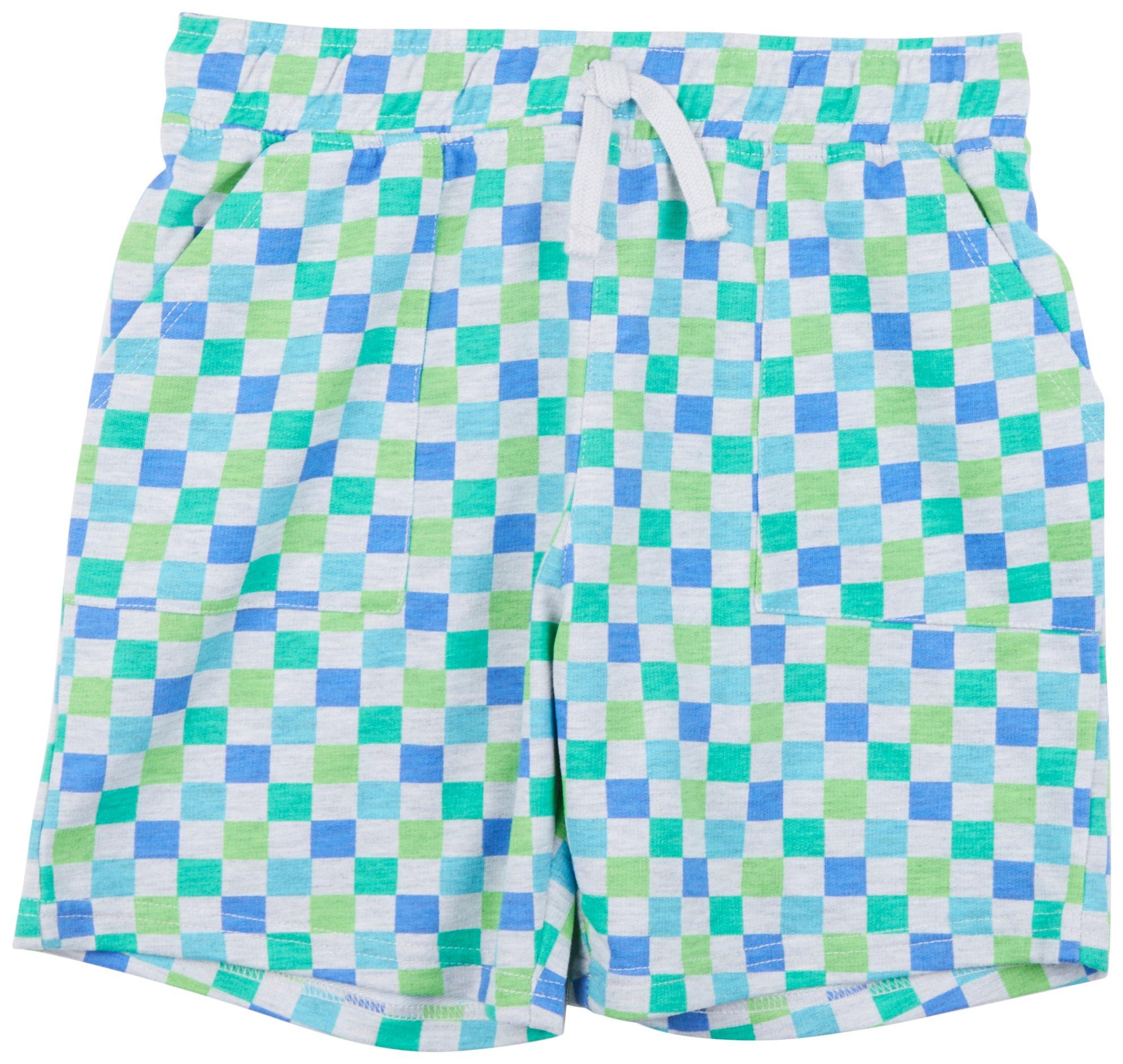 Big Boys Checkered French Terry Solid Shorts