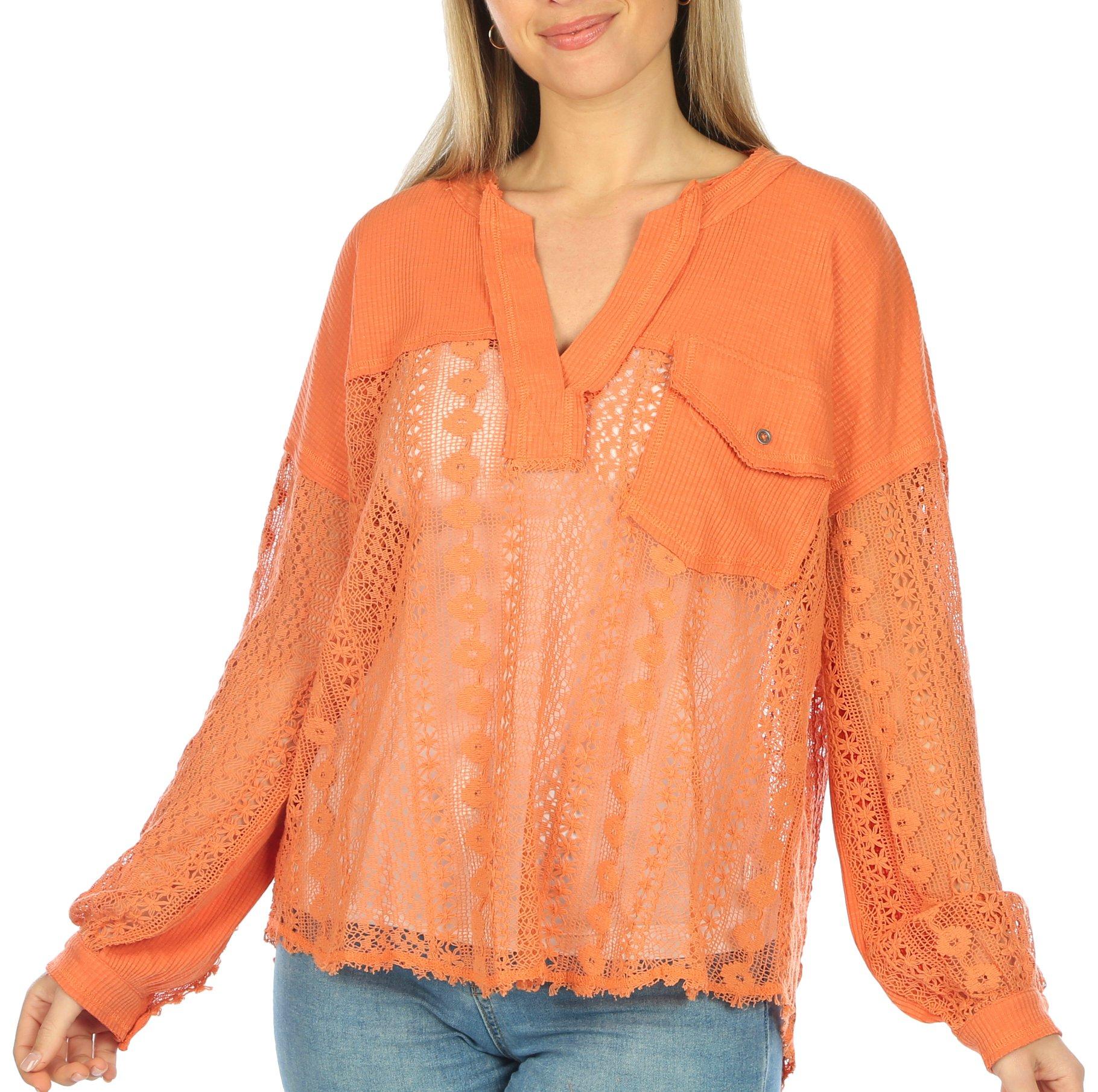 Womens Floral Ruffles and Lace Top