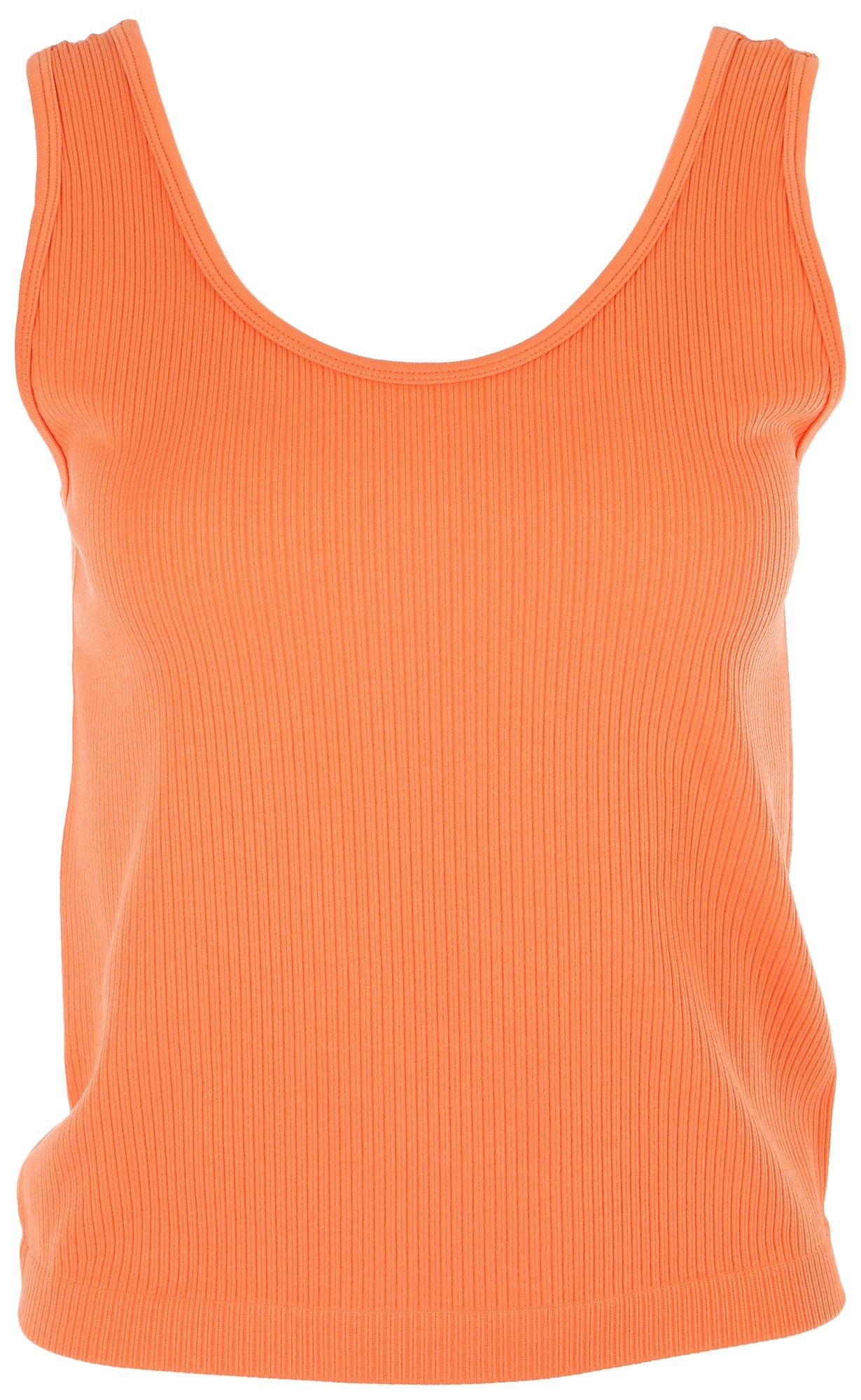 Womens Solid Ribbed Scoop Neck Tank
