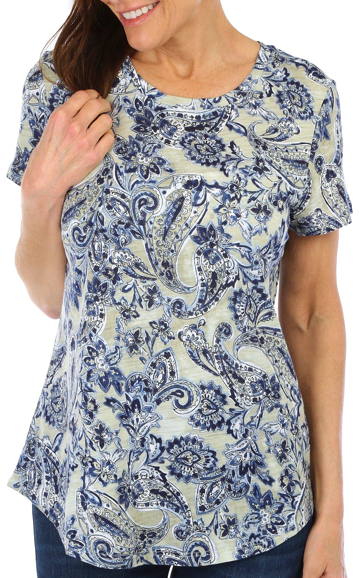 Womens Paisley Luxey Short Sleeve Top