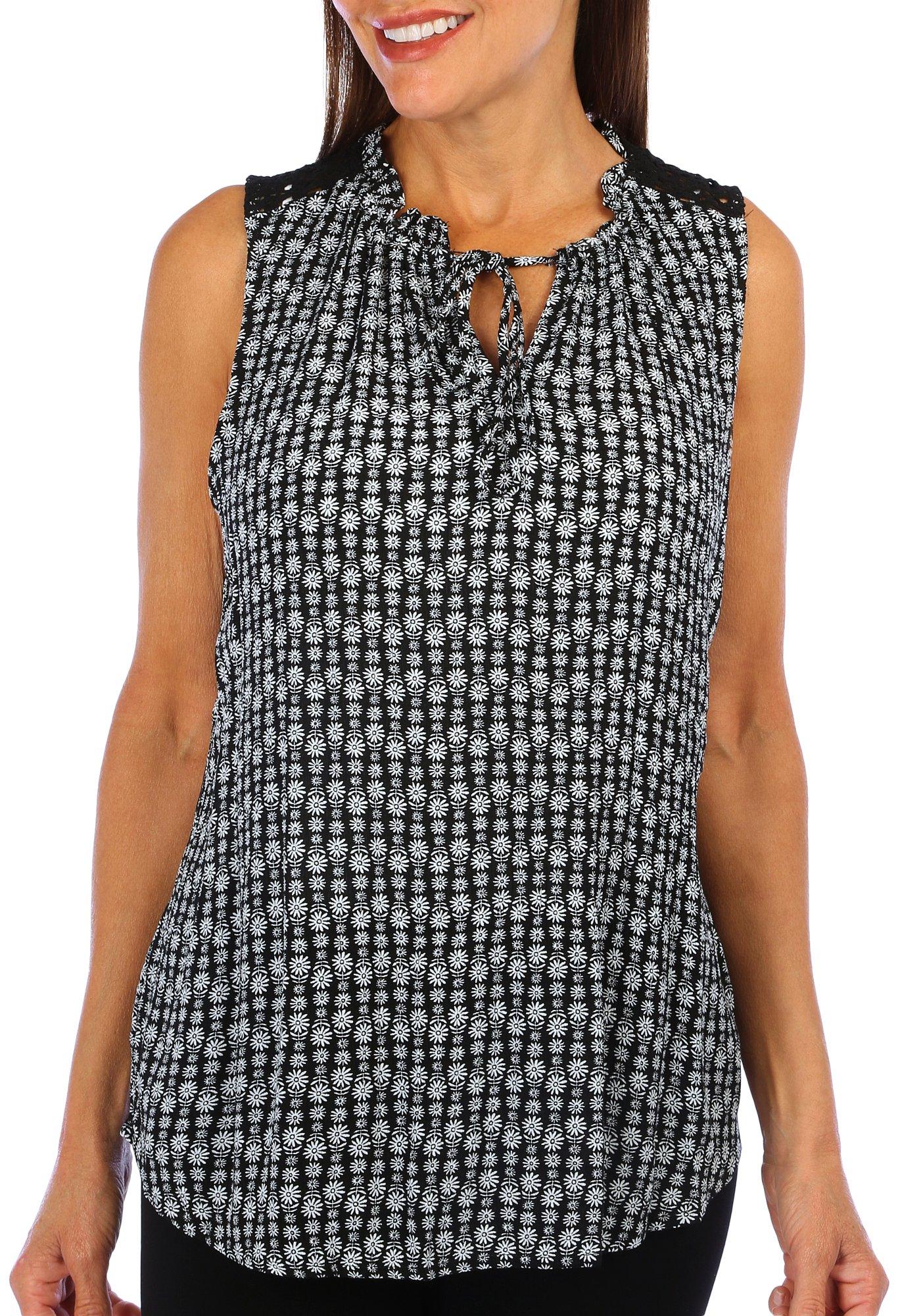 Womens Floral Lace Sleeveless Top
