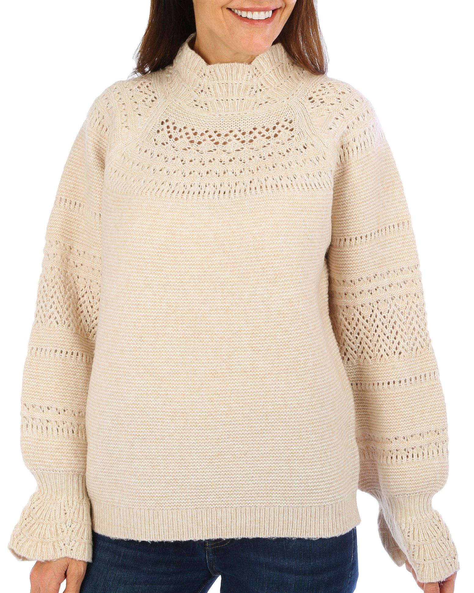 Women's Long Blouson Flounce Sleeve Sweater