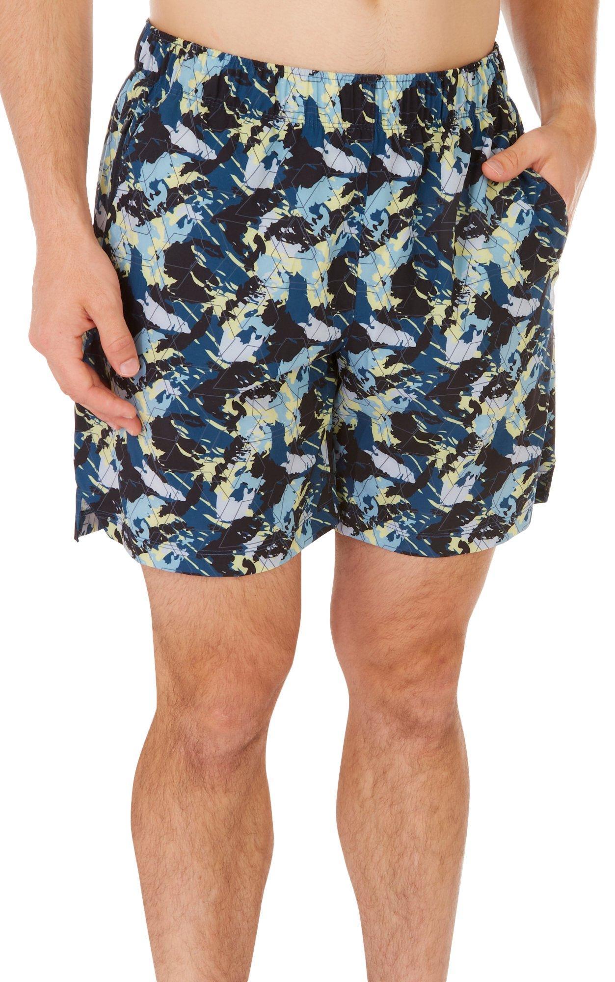 Mens 7 in. Print 2-in-1 Brief Running Shorts