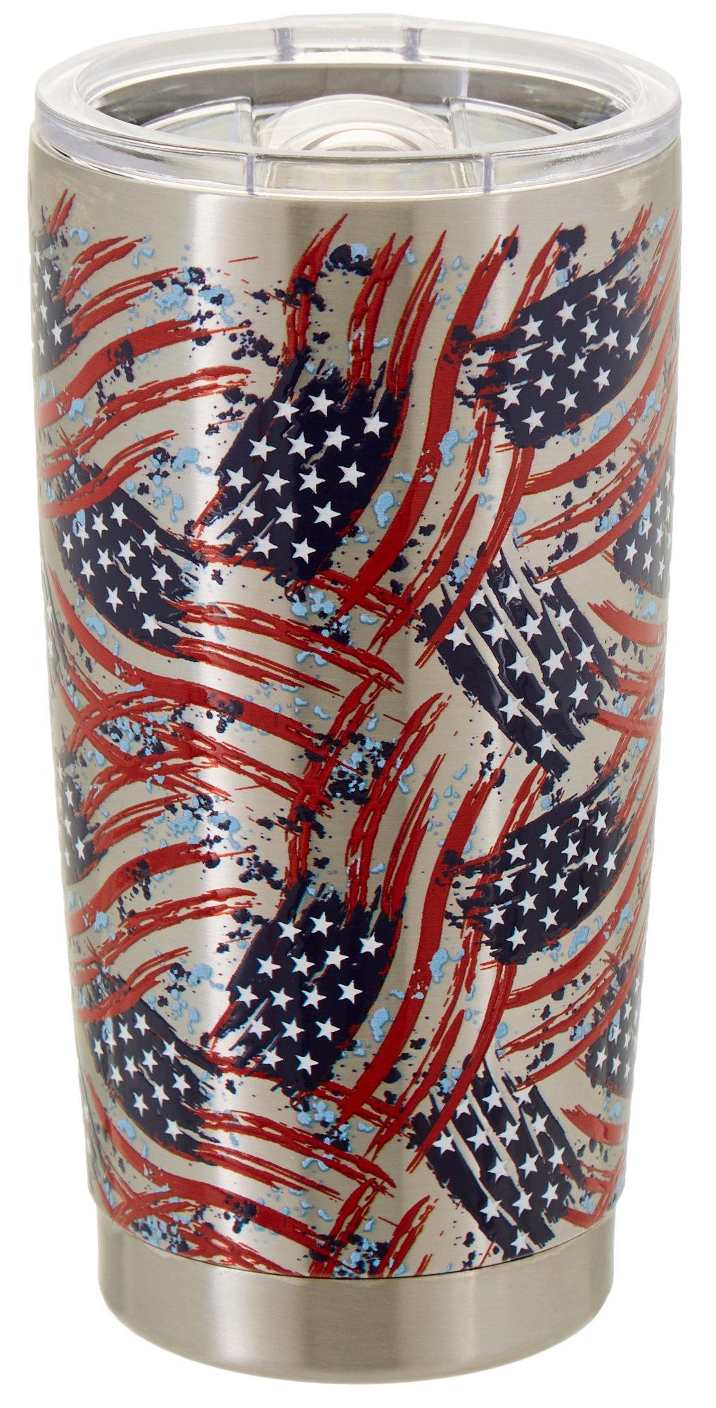 20 oz. Stainless Steel Painted Flag Tumbler