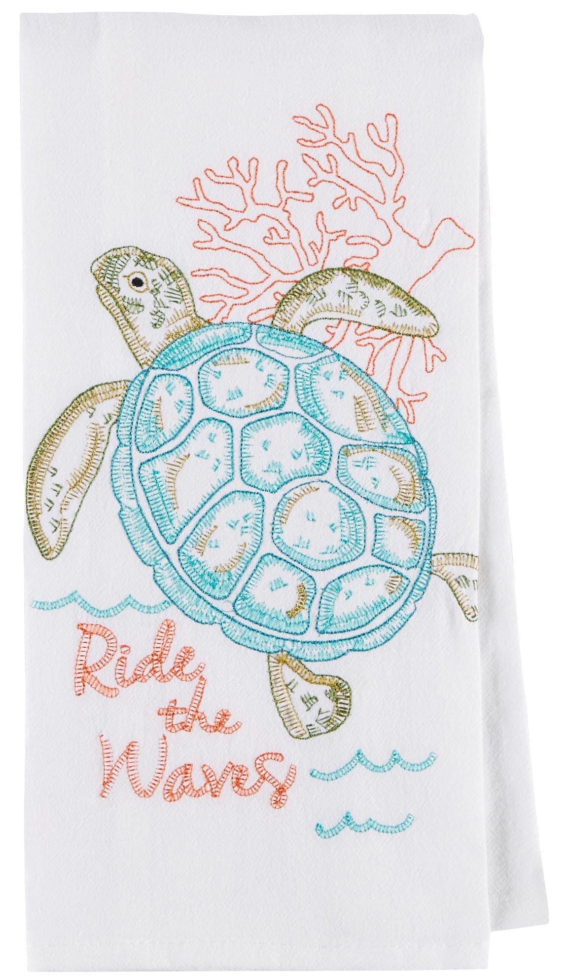 Sea Turtle Embroidered Flour Sack Towel