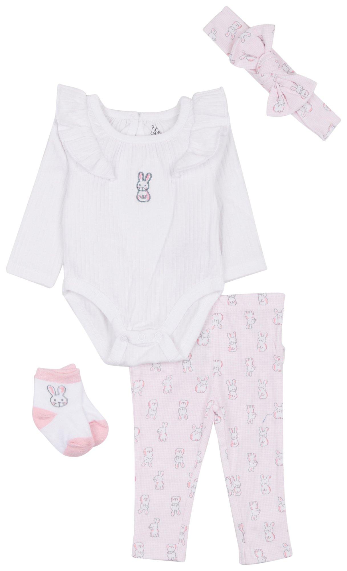 Baby Girls 4-pc. Easter Bunny Creeper Set