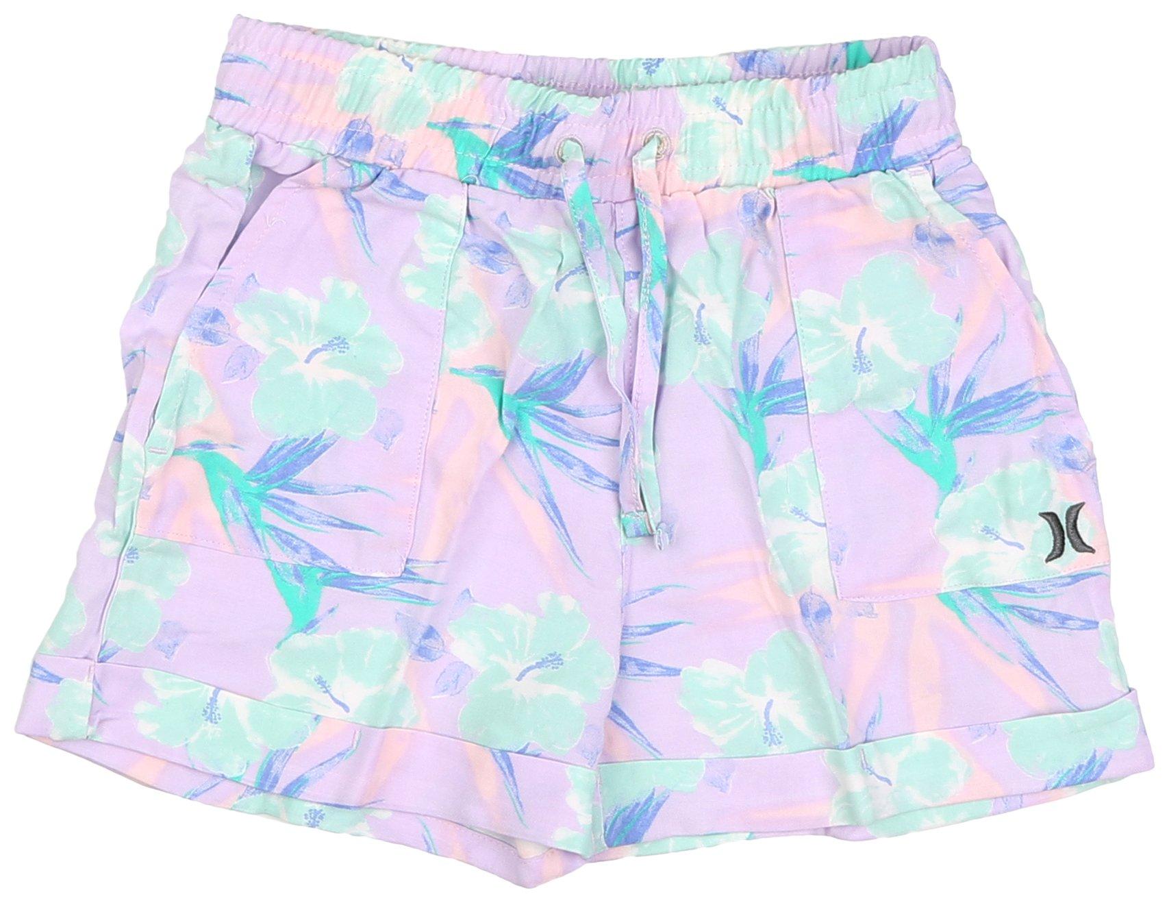 Little Girls Floral Woven Shorts