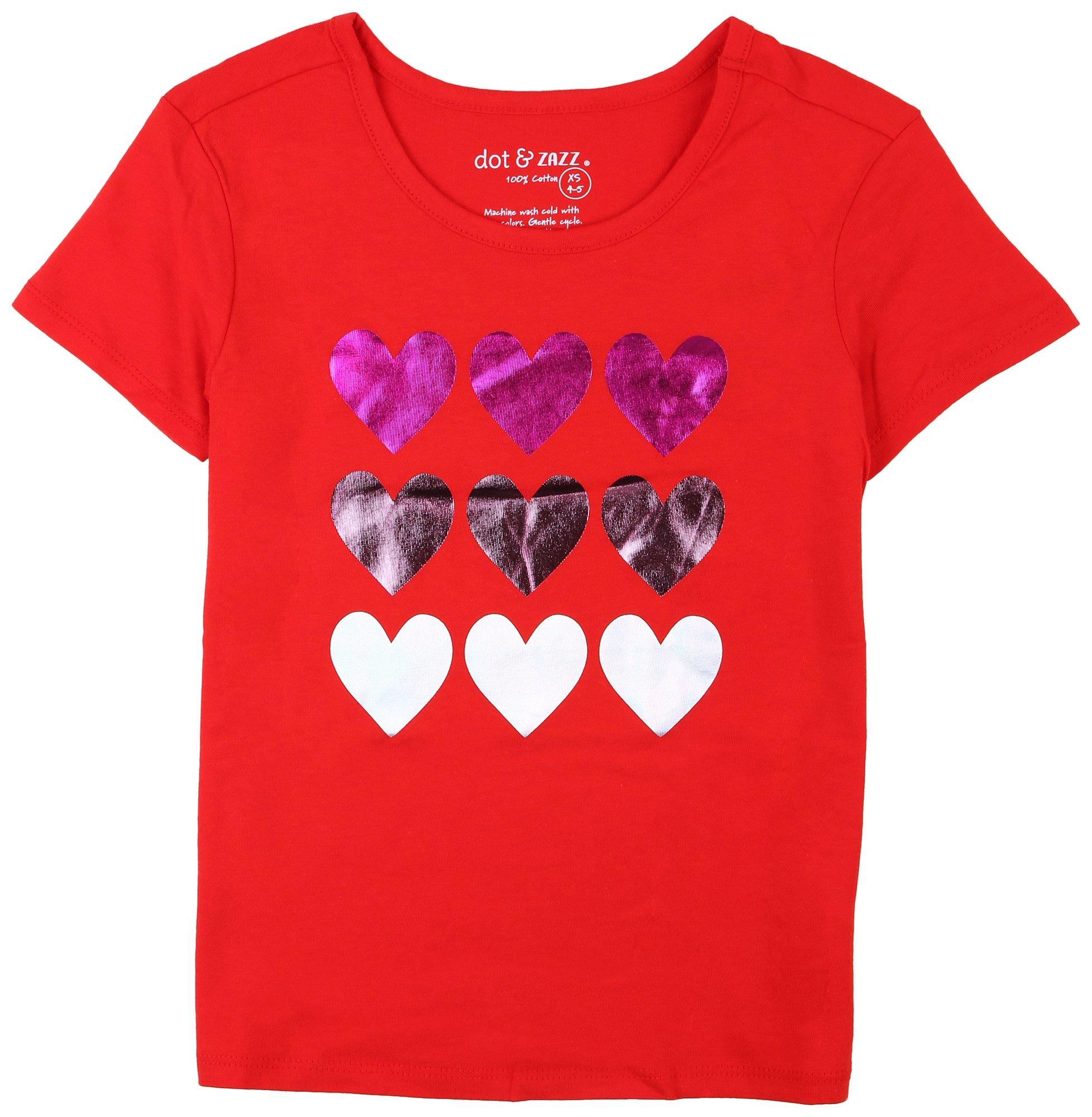 Little Girls Valentine's Hearts Short Sleeve Top