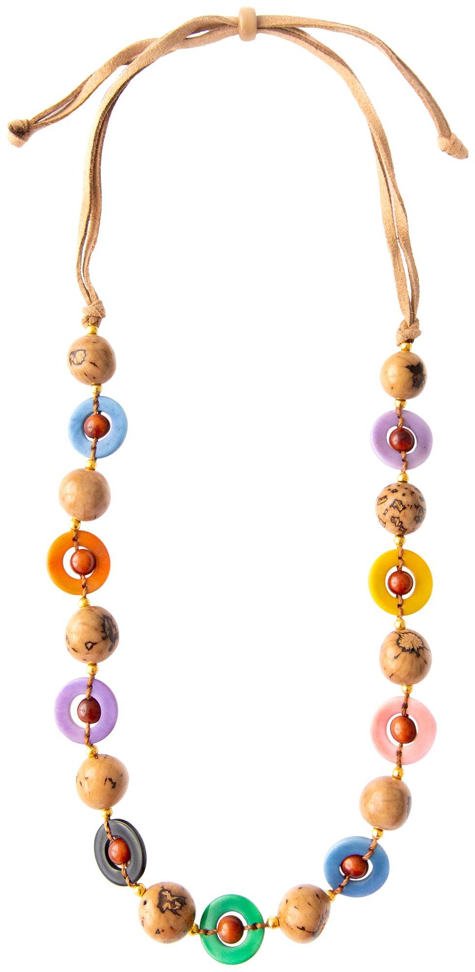 24 In. Organic Orbital Beads Adjustable Cord Necklace