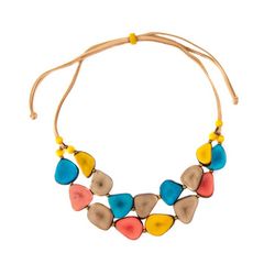 Tagua 2-Row 20 In. Multi Triangles Adjustable Necklace