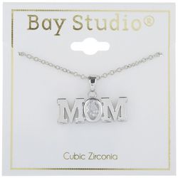 Bay Studio 'Mom' CZ Silver Tone 16 In. Chain Necklace