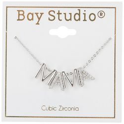 Bay Studio 'Mama' CZ Silver Tone 16 In. Chain Necklace
