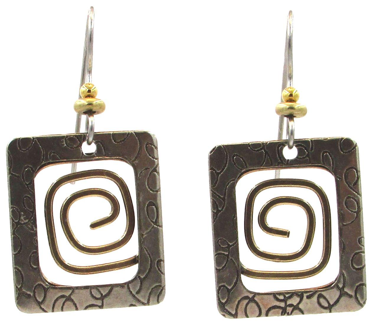 Silver Forest Two Tone Textured Rectangle Drop Earrings