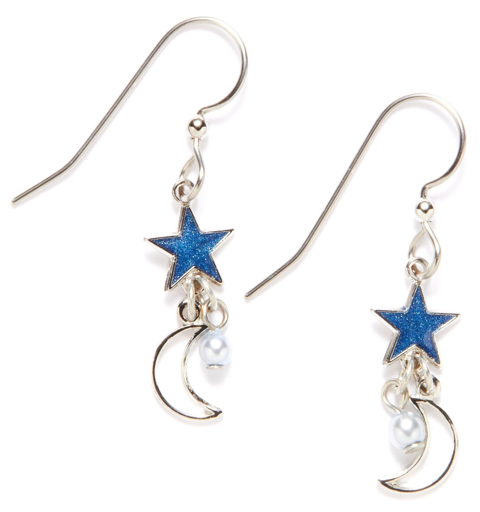 Silver Forest Star & Moon Pearlescent Earrings