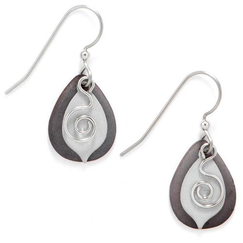Silver Forest Layered Shell Drop Coil Earrings