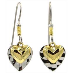 Two Tone Layered Hearts Drop Earrings