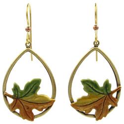 2 In. Leaf Teardrop Dangle Earrings