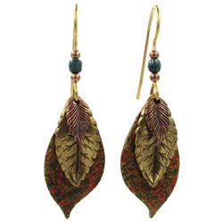 Silver Forest 1.75 In. Layered Leaves Dangle Earrings