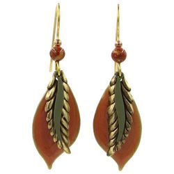 Silver Forest 2 In. Beaded Layered Leaf Dangle Earrings