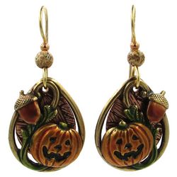 Silver Forest 1.5 In. Pumpkin Teardrop Dangle Earrings