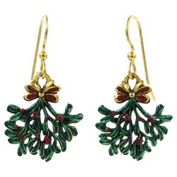 1.25 In. Christmas Mistletoe Dangle Earrings