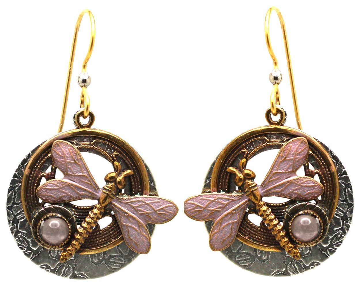 Ornate Dragonfly Layered Dangle Earrings