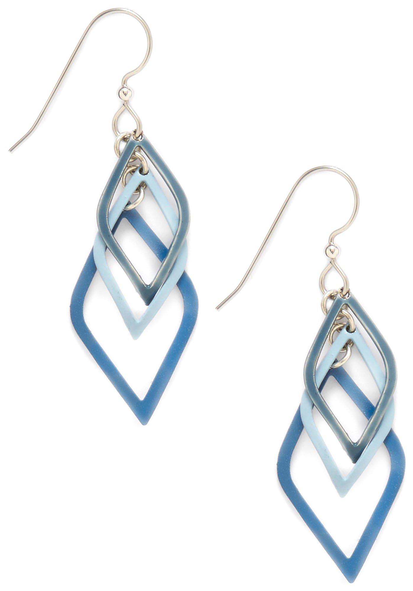 Silver Forest Blue Dangle Earrings