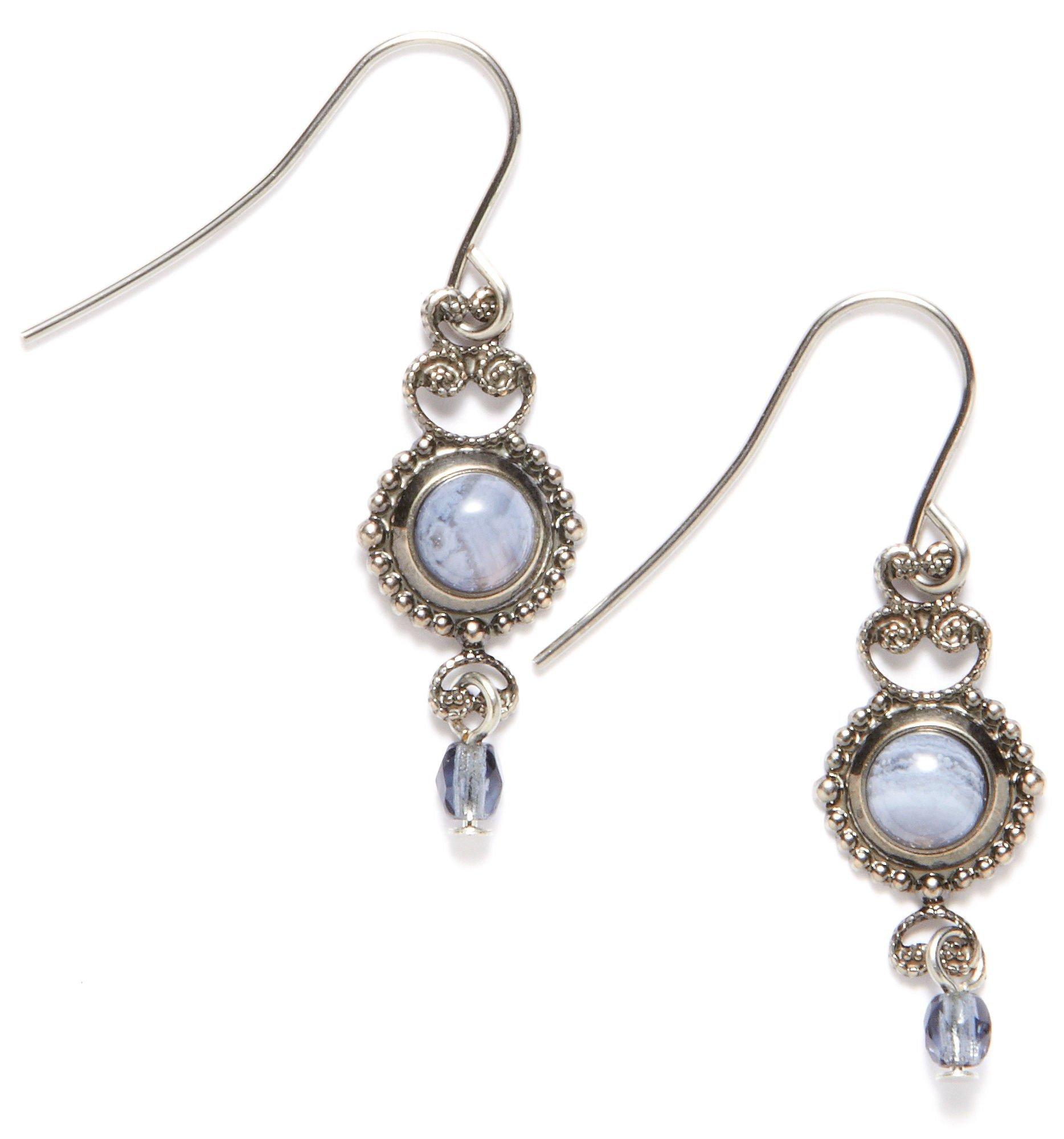 Silver Forest Blue Lace Agate Earrings