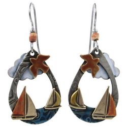 Silver Forest Nautical Sailboat Teardrop Earrings