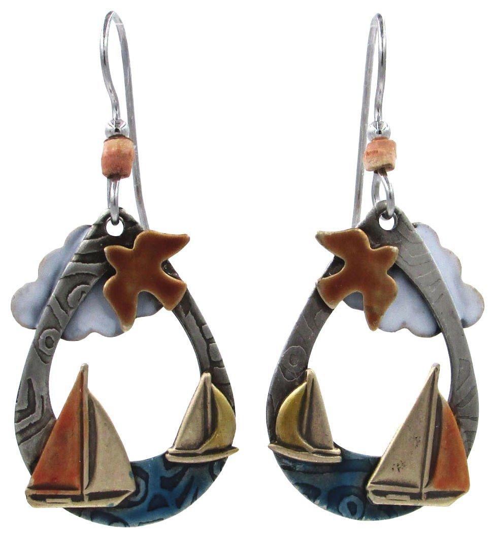 Nautical Sailboat Teardrop Earrings