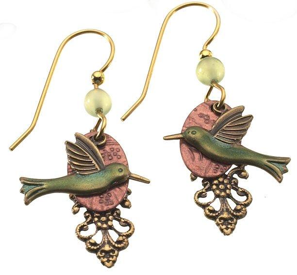 Silver Forest Vintage Hummingbird Dangle Earrings