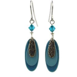 Silver Forest Layered Oval Drop Earrings
