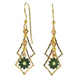 Silver Forest Layered Flower Gold Tone Dangle Earrings