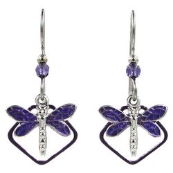 Silver Forest Layered Dragonfly Dangle Earrings