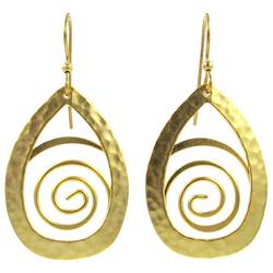 Open Teardrop Swirl Gold Tone Dangle Earrings