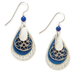 Silver Forest Blue & Silver Tone Teardrop Earrings