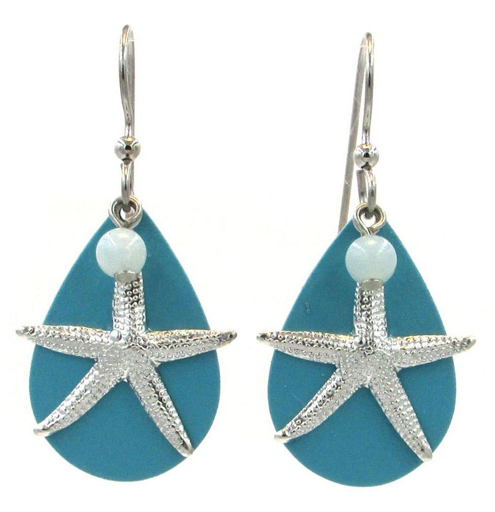 Silver Forest Starfish Teardrop Earrings