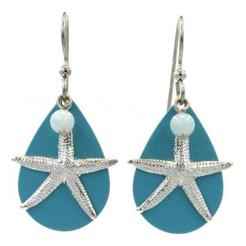 Silver Forest Starfish Teardrop Earrings