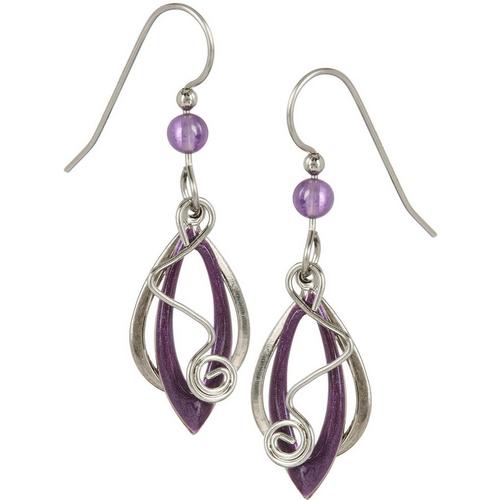 Silver Forest Purple & Silver Tone Earrings