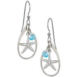 Silver Forest Blue Starfish Dangle Earrings