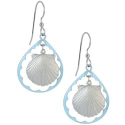 Silver Forest Teardrop Shell Dangle Earrings