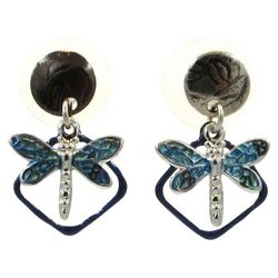 Silver Forest Dragonfly Drop Layered Earrings