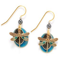 Silver Forest Dragonfly Gold Tone Earrings
